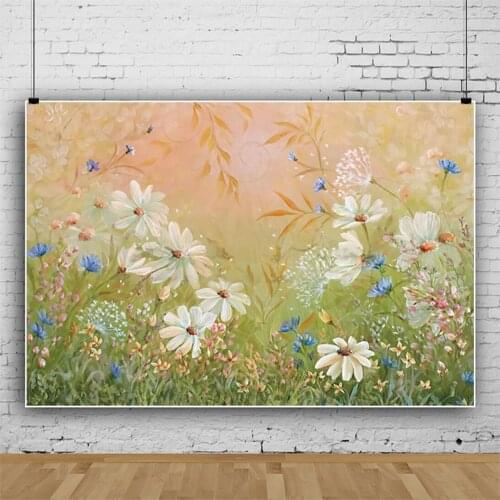 Beautiful Delicate Watercolor Painting Spring Flowers Studio Portrait Photography Background Cloth Decors Photo Video Backdrop