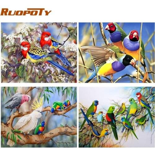 RUOPOTY Framed Bird Paint By Numbers For Adults Animal Picture On Canvas Coloring By Numbers Home Decor