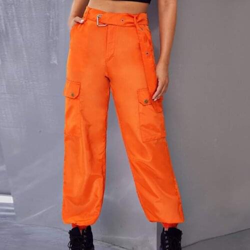 Fashion Womens High Waist Casual Loose Linen Solid Colors Cargo Baggy Pants With Belt Trousers Sweatpants Pantalones Mujer#35