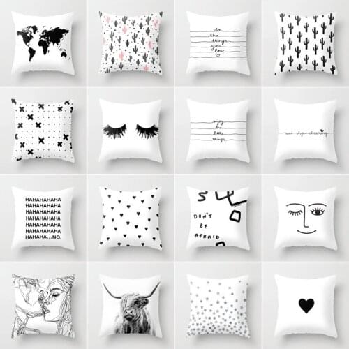 Cartoon black and white pillow living room sofa waist cushion