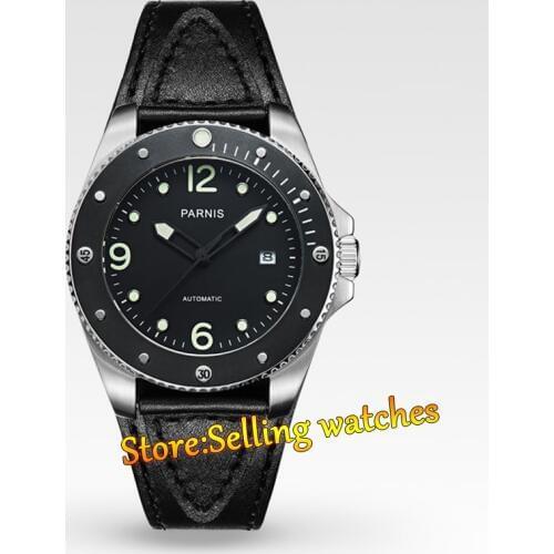 Parnis 43mm Black dial Mechanical Sapphire Miyota Automatic Mens Watch