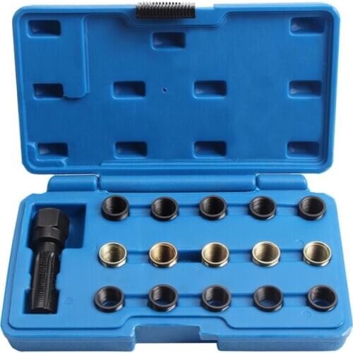 Spark plug repair tool kit 16 piece set M14x1.25 spark plug thread repair tool car repair