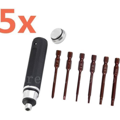 5 Sets 6 in 1 Hex Screw Driver Set Steel RC Heli Plane Tool Kit Set 1.5MM 2.0MM 2.5MM 3.0mm Mini RC Helicopter Plane Boat RC Car
