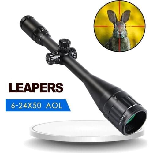 LEAPERS 6-24X50 AOL Hunting Riflescope Sniper Rifle Scope Tactical Optics Scopes R/G/B Illuminated For Hunting Scopes