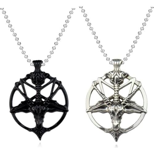 Retro Skull Necklace Fashion Womens Mens Five Pointed Star Goat Head Pendant Chain Unisex Hip Hop Punk Lucky Necklace Jewelry