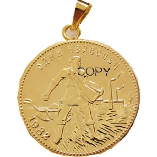 P(10)Coin Pendant Russian 10 Rubles Coin 1923 Gold Plated Fashion Jewelry(diameter:22mm)