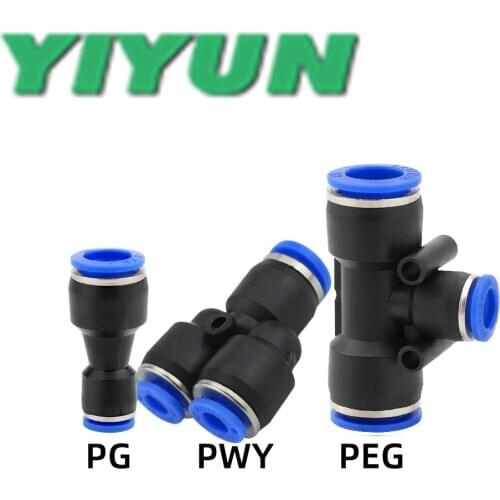 PG4 PG6 PG8 PG10 PG12 PEG4 PEG6 PEG8 PEG10 PEG12 PEG16 PWY4 PWY6 PWY8 PWY10 PWY12 Quick insertion of plastic tee in reducer
