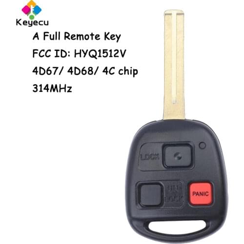KEYECU Replacement Remote Control Key - 2 1/ 3 Buttons 314.4MHz 4D67/ 4D68/ 4C Chip - FOB for Lexus GX470 LX470 FCC ID: HYQ1512V