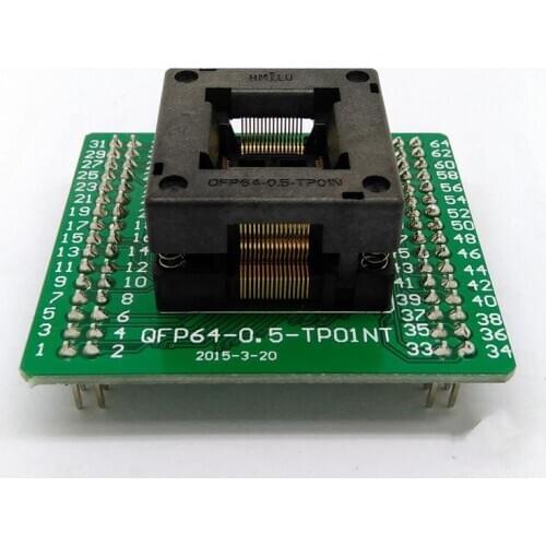 QFP64 TQFP64 LQFP64 Open top Structure Burn in Socket Pitch 0.5mm OTQ-64-0.5-01 Test Flash Programming ZIF adapter