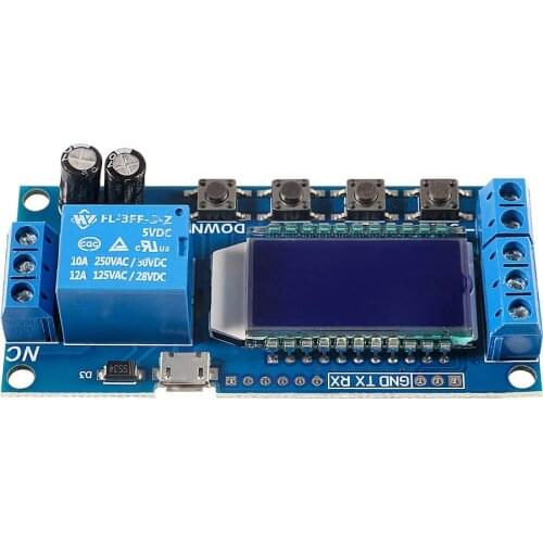 Time Delay Relay Module DC 5V 12V 24V Delay-off Cycle Timer Controller Switch Micro USB 5V Power Supply with LCD Display Support
