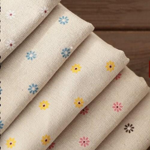 Daisy Printed Cotton And Linen Fabric Floral Handmade Patchwork Handmade DIY Tablecloth Pillow Cloth 50x150cm TJ3880