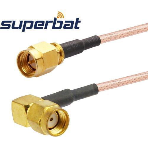 Superbat SMA Pigtail Cable SMA Male Plug to RP SMA Male Right Angle RG316 15cm Extension for Wifi Antenna RF Coaxial Cable