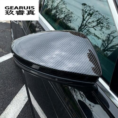 Car styling Carbon fiber for Audi A6 C8 2019 rearview mirror frame door mirror decoration covers Stickers Trim Auto accessories