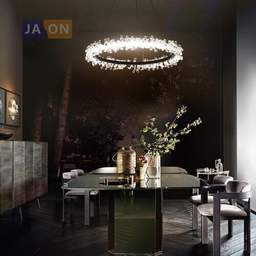 LED Postmodern Iron Crystal Ring Black Clear Pendant Lights.Pendant Lamp.Pendant light Suspension Luminaire Lampen For Foyer