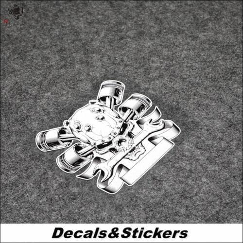 NO.L231 Cool Piston Skull 3M Reflective Modified Stickers Car Glass Waterproof Decals MOTO GP Racing Motorcycle