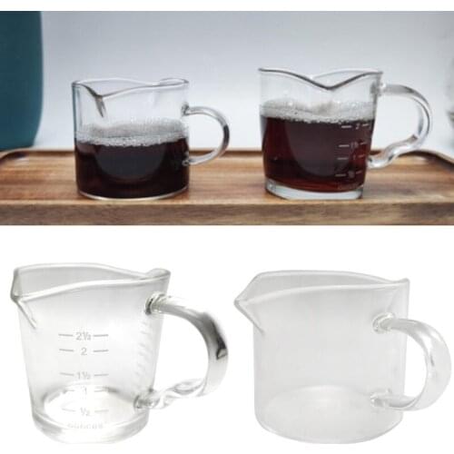 50LB Double Wall Insulated Coffee Mug Espresso Measuring Glass Cup Shot Glasses with 2 Spouts Clear Tea Cup