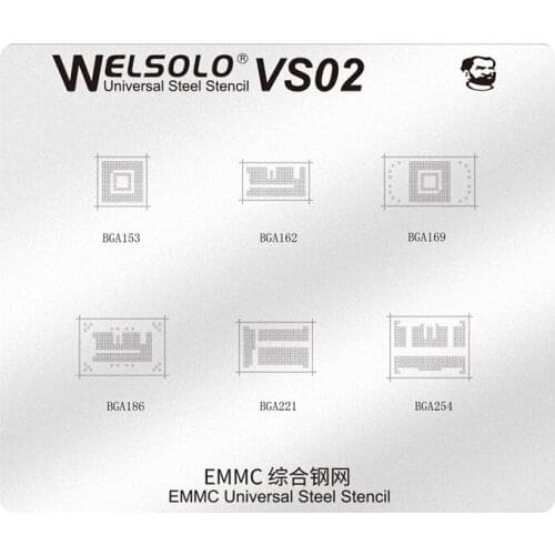 MECHANIC BGA Reballing Stencil for Android BGA153 BGA162 BGA169 BGA186 BGA221 BGA254 EMMC EMCP Nand IC Chip Universal Steel Mesh