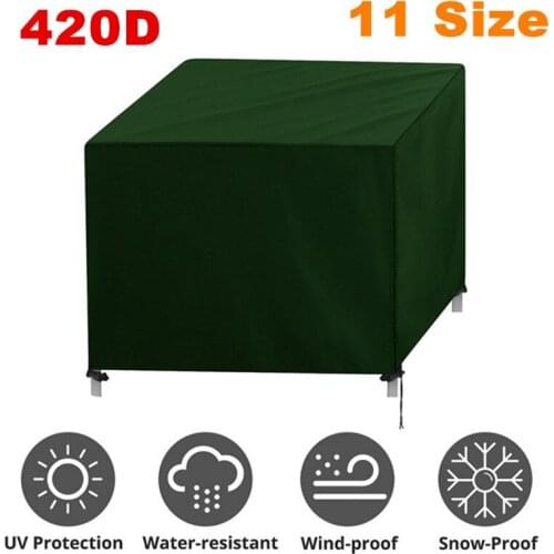 11 Size 420D Waterproof Outdoor Garden Furniture Covers Rain Snow Chair Covers Green for Patio Sofa Table Chair Dust Proof Cover