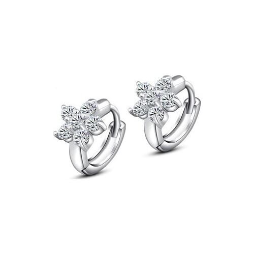 New arrival snow zircon 925 sterling silver ladies`stud earrings jewelry birthday gift wholesale anti-allergic women