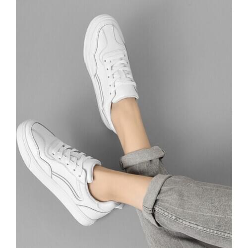 Women Shoes White Flats 2020 Fashion Genuine Leather Non-slip Casual Bottom Female Comfortable Sneaker Shoes Women