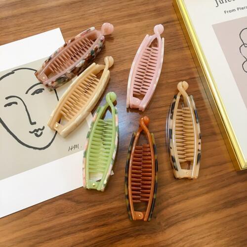 Korean INS Vintage Leopard Acetate Hair Claw Banana Clips Marble Hair Clips Crab Hairpins For Women Girls Hair Accessories 2020