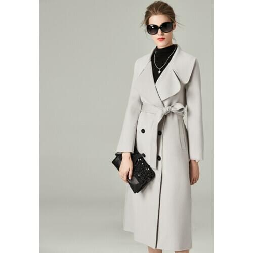 Women new style long slim woolen overcoat lady double-sided high-end clothes fashion female manual over knee cashmere coat