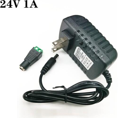 1PCS 24V1A New AC 100V-240V Converter Adapter DC 24V 1A 1000mA Power Supply EU US Plug DC 5.5mm x 2.5mm