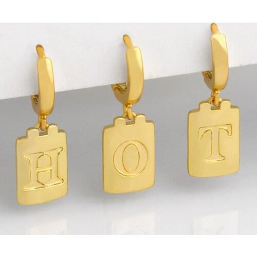 1PCS Polish Initial Letter Earrings For Women Small 26 Alphabet Letter Drop Earrings Gold Huggie Minimalist Jewelry Gift ersv25
