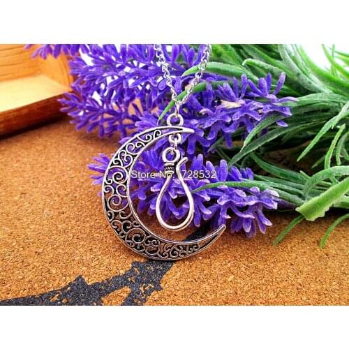 12pcs/lot Women Fashion Harajuku necklace, Crescent Moon necklace with fish hook charms