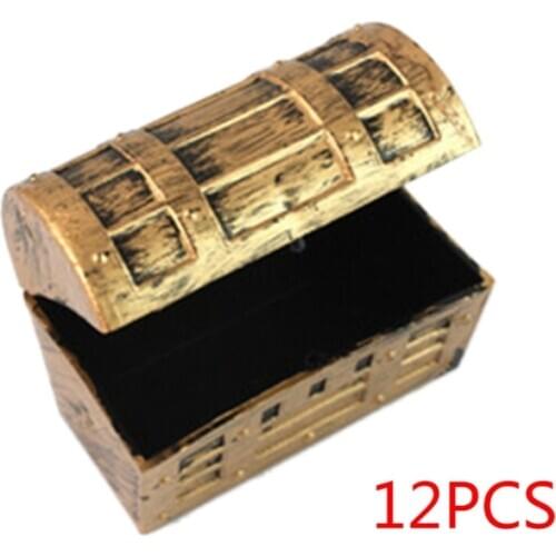 12pcs Mini Pirate Gold Treasure Chests Kids Toy Cake Decoration Candy Box Gags & Practical Jokes Kids Gift