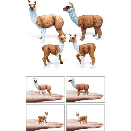 4Pcs PVC Simulation Lovely Alpaca Figures Wildlife Farm Zoo Animal Statues Playset Toy Collections Home Tabletop Ornaments