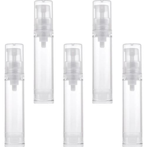 5 Pcs10ml Empty Refillable Airless Pump Makeup Creams Lotions Bottle Clear