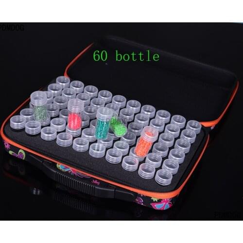 60/70/80 Bottles Diamond Painting Storage Tool Carry Box Container Mosaic Jewelry Beads Container Jar Zippered Cross Stitch Case