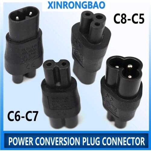 IEC 320 C5 to C8 adapter, IEC 320 C8 to C5 C6 TO C7 ,2-Pin C7 Para EC 3Pin Female to 2Pin Male female power adapter AC Converter