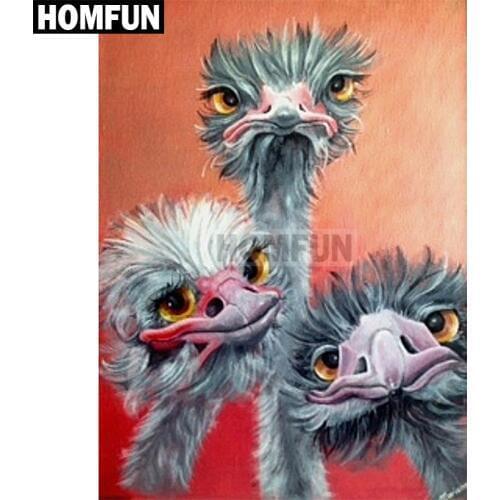 HOMFUN Full Square/Round Drill 5D DIY Diamond Painting "Animal ostrich" Embroidery Cross Stitch 5D Home Decor Gift A03767