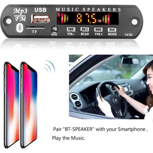 Kebidu 3.7V 5V 12V Car MP3 WMA Decoder Board Handsfree 2*3W Amplifier Bluetooth 5.0 Audio Module USB AUX TF FM Radio Module