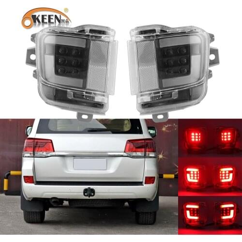 OKEEN Car LED Rear Bumper Reflector Light for Toyota Land Cruiser 2016 2017 2018 2019 2020 Driving Brake Turn Signal Tail Light