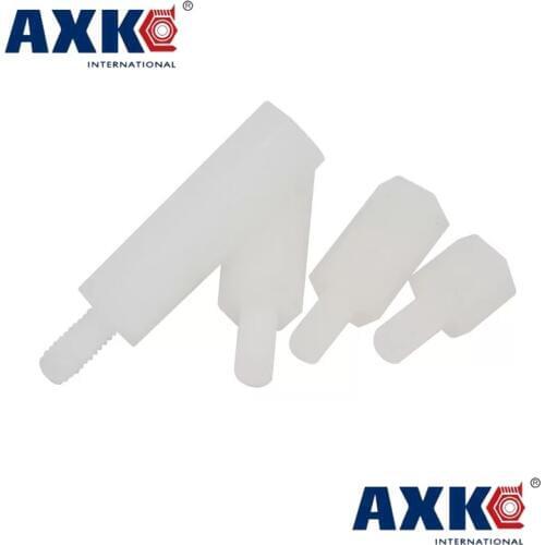 White Plastic Nylon M2 M2.5 M3 M4 Hex Column Standoff Spacer Screw Stand-off M3 Hex Screw Male M2/M2.5*L+5 / M3/M4*L+6