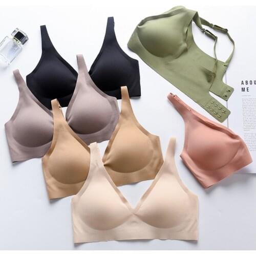 Seamless Bras For Women Female Push Up Bra With Padded Cups Thin Non-wired One Piece Underwear For Women Large Size XXL