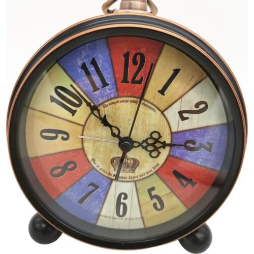 Alarm Clock Vintage Retro Cute Silent Pointer Clocks Alarm Clock Bedside Home Decor Noiseless Metal EuropeanRetro Clocks