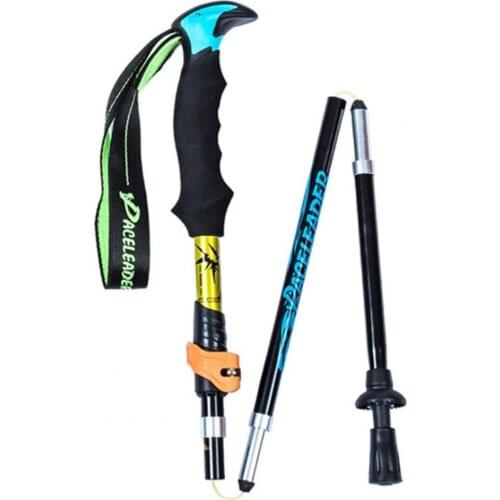 Walking Foldable Trekking Pole Anti Shock Ultra Light 5 Sections Alpinism Poles Telescopic Ultralight Hiking Travel Stick