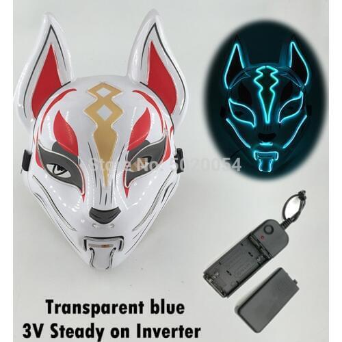 Hot Sales Halloween Scary Cosplay Mask Decoration LED Luminous Face Mask Mascara Costume DJ Party Mask Anime Fox Mask