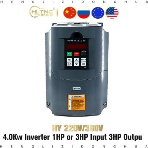 HY 3 or 1HP Input 3HP Output 220V 380v 4.0kw Variable Frequency Drive VFD / Inverter for 3.2KW 3.5KW Spindle Motor