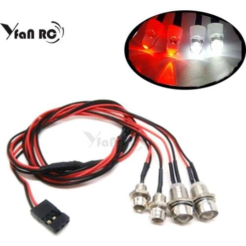 2pcs 4LED Lights Kit 2 White 2 Red for RC Car 1/10 1/8 HSP Redcat RC4WD Axial SCX10 D90 HPI RCCar Truck SUV ModelF165