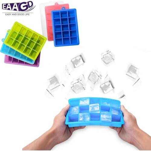 Ice cube trays 15 Silicone Ice Cube Molds with Removable Cover set for Whiskey, juice, Sport Drinks