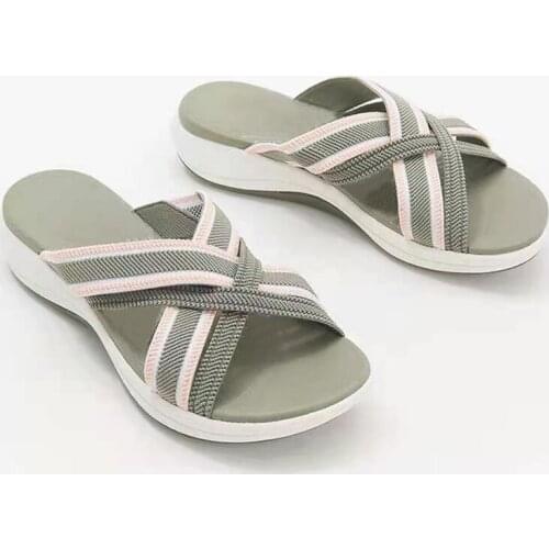 Summer Women Sandals Outdoor Beach Mesh Open Toe Mixed Color Platform Wedges Casual Lady Slipper 2021 Comfortable Mujer Shoes