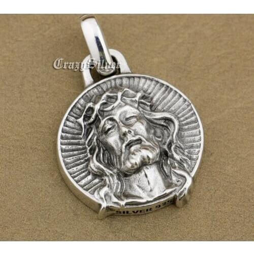 LINSION 925 Sterling Silver Jesus Christ Charms Biker Rock Punk Pendant TA39