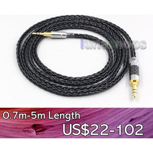 LN006580 8 Core Silver Plated Black Earphone Cable For Creative live2 Aurvana Sennheiser PXC480 PXC550 mm450 mm550