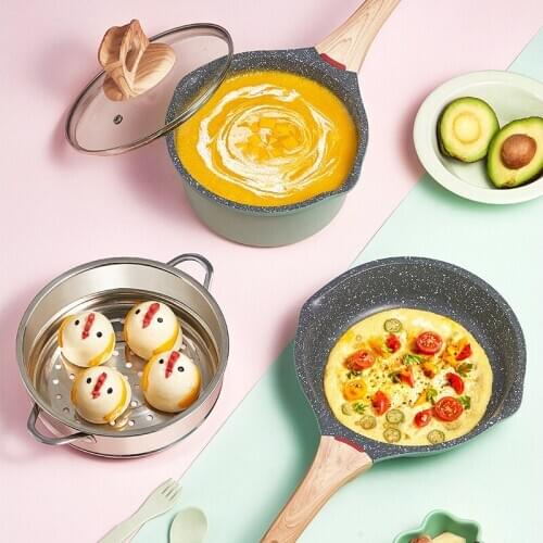 Aluminum Alloy Medical Stone Non Stick Milk Heating Pot Baking Sauce Pan Baby Food Cooker Noodle Soup Cooking Kitchen Cookware