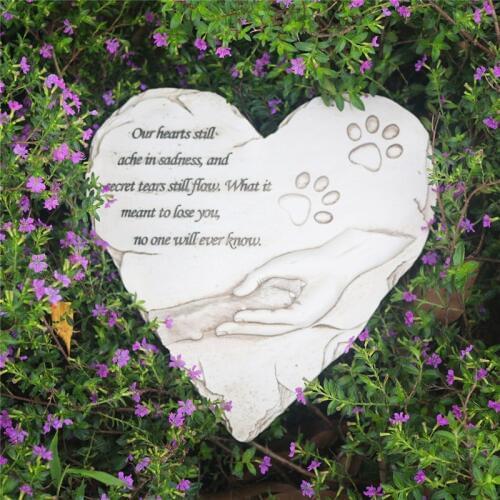 Pet Memorial Stone Loss Of Pet Gift Dog or CatTombstones Outdoors or Indoors for Garden Backyard Grave Markers Heart-shaped JSYS